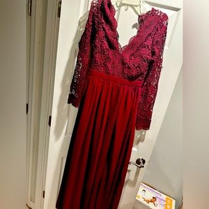 Lulus burgundy lace maxi dress